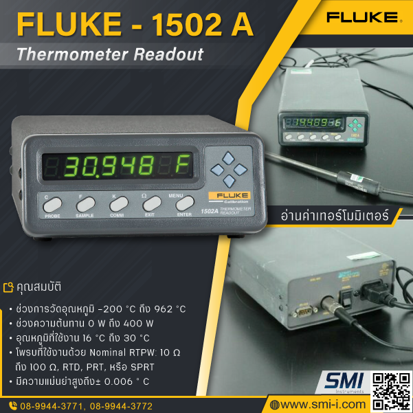 SMI info FLUKE CALIBRATION 1502A Thermometer Readout